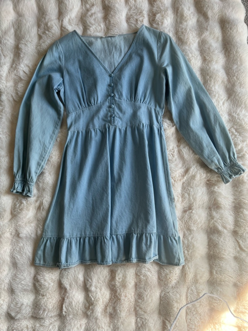 6ixty8ight Light Blue Girls' Long Sleeve V-Neck Dress